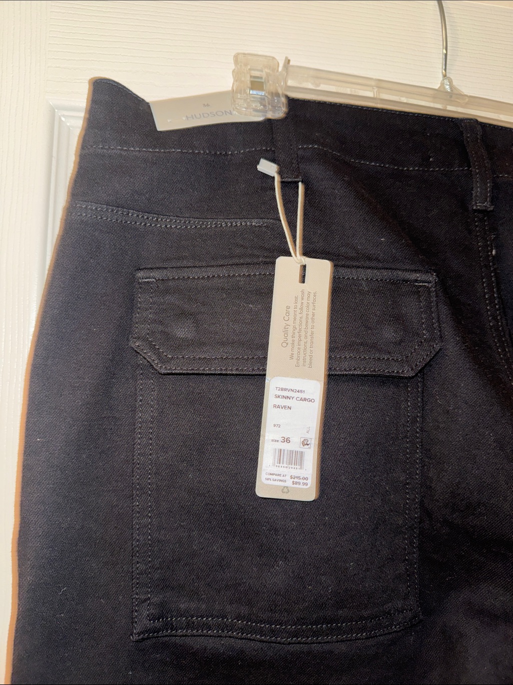 Hudson Men's Black Slim Cargo Pants - Casual Utility Style — image 7 of 8